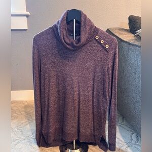 Pink Clover Kalyani Button Shoulder Brushed Knit Top, Purple, Size S